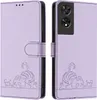 Kožené pouzdro pro TCL 505, sladká kočka Flip pouzdro s Náhled obrázku produktu 2