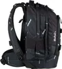 Side view of a black backpack with a white geometric pattern. Voir les images du produit