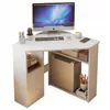 A white corner computer desk with a computer, keyboard, mouse, and decorative items. Náhled obrázku produktu