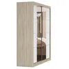 A wardrobe with mirrored doors and wood-effect panels, shown from a side angle against a white background. Voir les images du produit