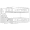 A white bunk bed with stairs and drawers. Voir les images du produit