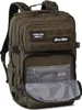 A green backpack is shown from the front with one compartment open. Voir les images du produit