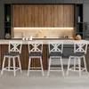2er Set Barhocker drehbar, Küchenhocker aus Massivholz mit Produktbild-Vorschau 5