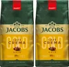 Two bags of JACOBS Cafe Crema Gold coffee beans are shown side-by-side. Produktbild-Vorschau