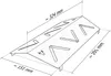 A diagram of a gas grill heat reflector made of stainless steel, with dimensions indicated. Produktbild-Vorschau