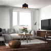 Plafondlamp, zwart, met gouden stoffen kap, E27 fitting, 30 Productafbeelding-voorbeeld 4