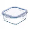 A clear glass food storage container with a blue lid, presented on a white background. Anteprima dell’immagine prodotto
