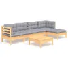 [Home] 6-tlg. Garten-Lounge-Set mit Grauen Kissen Produktbild-Vorschau 2