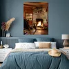 MuchoWow® Poster Brennendes Feuer in einem Kamin 90x120 cm Produktbild-Vorschau 4