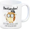 Bestandene Prüfung Eule Kaffeebecher mit Spruch Lizenz zum Produktbild-Vorschau 1