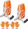 Two orange stone carrying clamps and four orange work gloves are displayed against a white background. Voir les images du produit