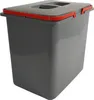 A gray trash can with a red rim and lid, shown from a slightly elevated angle against a white background. Produktbild-Vorschau