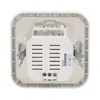 The back of a white motion sensor device is shown, mounted on a white square base. The device has vents and a label with text and a diagram. Anteprima dell’immagine prodotto
