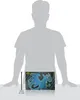 A silhouette of a person is shown, with a product box placed in front of them. A ruler indicates the height of the box. Produktbild-Vorschau