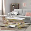 Couchtisch Marmor Gold, Kaffeetisch 2 Ablagen, Produktbild-Vorschau 2