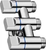 Three chrome-plated metal valves stacked on top of each other against a white background. Anteprima dell’immagine prodotto