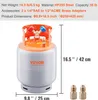 A product shot of a refrigerant recovery tank with dimensions and specifications overlaid. Podgląd zdjęcia produktu