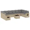 11-tlg. Garten-Sofagarnitur mit Kissen Beige Poly Rattan Produktbild-Vorschau 1