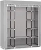 A gray fabric wardrobe with shelves and a hanging rod. Náhľad obrázku produktu