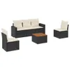 vidaXL 6-tlg. Garten-Sofagarnitur mit Kissen Schwarz Poly Produktbild-Vorschau 1