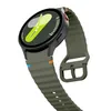 A smartwatch with a dark green strap and a dark green watch face with a bright green display. Náhled obrázku produktu