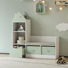 A children's room with a house-shaped storage bench and shelf unit. Podgląd zdjęcia produktu