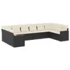 vidaXL 10-tlg. Garten-Sofagarnitur mit Kissen Schwarz Poly Produktbild-Vorschau 1