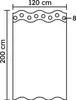 A diagram of a shower curtain with dimensions. Produktbild-Vorschau