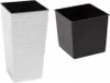 Quadratische hohe Meißel Blumentopf 19x36cm Weiß + Einsatz Produktbild-Vorschau 2