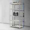 A silver metal shelving unit against a textured gray wall. Náhľad obrázku produktu