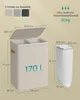 Product image with dimensions and color options for a laundry basket. Produktbild-Vorschau