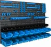 A wall-mounted storage system with multiple shelves and bins for organizing tools and supplies. Náhled obrázku produktu