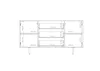 A technical drawing or blueprint of a sideboard cabinet with dimensions indicated. Produktbild-Vorschau