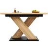 A dining table with a wooden top and a black base, set against a white background. Anteprima dell’immagine prodotto