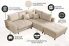Elegante Wohnlandschaft KENT 220cm champagner beige Samt Produktbild-Vorschau 7