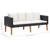 vidaXL 2-Sitzer-Gartensofa mit Auflagen Poly Rattan Schwarz Produktbild-Vorschau 11