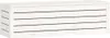 A white wooden storage chest with horizontal slats on the front. Produktbild-Vorschau