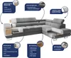 A detailed diagram of a sectional sofa, highlighting its various components and features. Produktbild-Vorschau