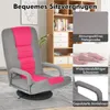 A floor chair with multiple inset images highlighting its features, placed in a room setting. Produktbild-Vorschau