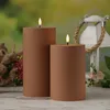 LED Stumpenkerze MIA - Kunststoff - 3D Flamme - H: 20cm - D: 10cm - für Außen - karamell Produktbild-Vorschau