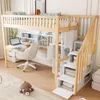 A loft bed with a desk and storage, set up in a bedroom. Podgląd zdjęcia produktu