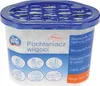 A product shot of a moisture absorber container with text and icons. Voir les images du produit