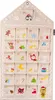 A fabric advent calendar shaped like a gingerbread house, with numbered pockets for treats. Produktbild-Vorschau
