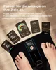 A smart scale with several digital display cards showing body metrics, with a person's feet on the scale. Náhľad obrázku produktu