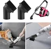 A collage of images showing vacuum cleaner attachments, a vacuum cleaner, and a cat being groomed on a sofa. Produktbild-Vorschau
