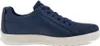 A side view of a single blue sneaker with a white sole. Produktbild-Vorschau