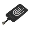 A black wireless charging receiver with a white logo and text is shown on a white background. Voir les images du produit