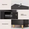 A collage of close-up images showing features of a black sideboard. Náhľad obrázku produktu