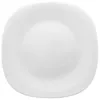A top-down view of a white, square-shaped plate with rounded corners. Voir les images du produit