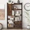Libreria Sweiko, libreria a 6 ripiani con ante e cassetti Anteprima dell’immagine prodotto 4
